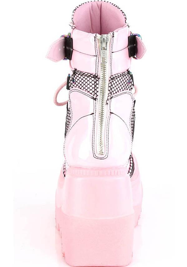 SHAKER-60 [Pink Holo] | BOOTS [PREORDER] - Beserk - all, ankle boots, boot, boots, boots [preorder], clickfrenzy15-2023, demonia, demonia shoes, discountapp, egirleboy, fp, harajuku, holo, hologram, holographic, kawaii, labelpreorder, labelvegan, pastel goth, pink, platform, platforms, platforms [preorder], pleaserimageupdated, ppo, preorder, shoes, vegan