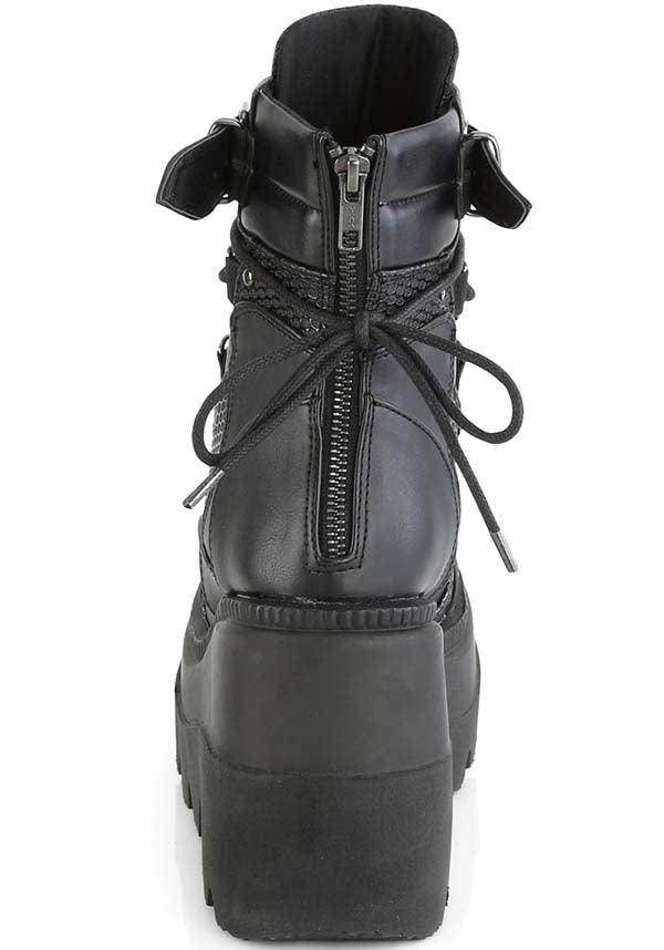 SHAKER-60 [Black] | PLATFORM BOOTS [IN STOCK] - Beserk - all, aug20, black, boot, boots, boots [in stock], buckles, clickfrenzy15-2023, demonia, demonia shoes, discountapp, dm18082022, faux leather, fp, goth, gothic, in stock, instock, labelinstock, labelvegan, leather, leather look, platform, platforms, platforms [in stock], pleaserimageupdated, pleaserrestock, pleather, shoe, shoes, techwear, vegan