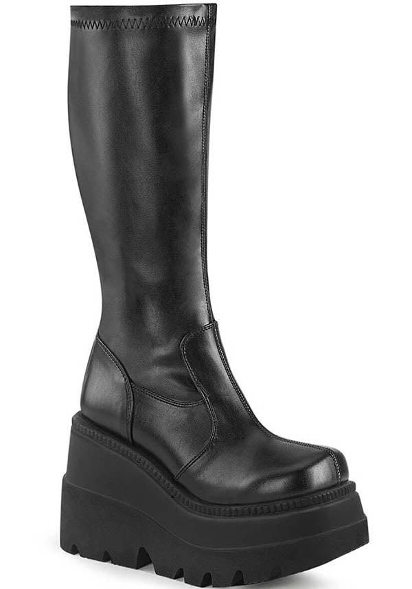 SHAKER-65 [Black] | PLATFORM BOOTS [PREORDER] - Beserk - all, black, boot, boots, boots [preorder], clickfrenzy15-2023, demonia, demonia shoes, discountapp, fp, goth, gothic, labelpreorder, labelvegan, long boots, platform, platforms, platforms [preorder], pleaserimageupdated, ppo, preorder, punk, shoe, shoes, vegan