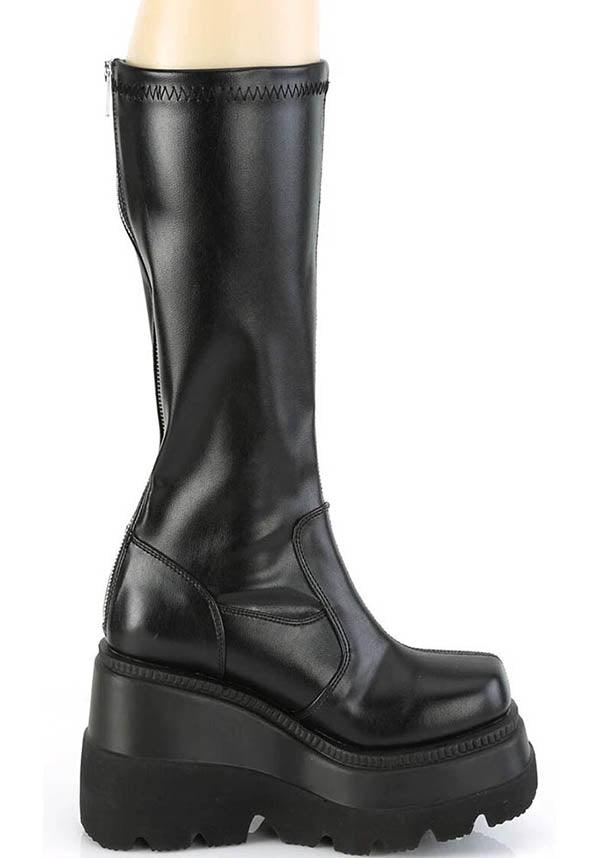 SHAKER-65 [Black] | PLATFORM BOOTS [PREORDER] - Beserk - all, black, boot, boots, boots [preorder], clickfrenzy15-2023, demonia, demonia shoes, discountapp, fp, goth, gothic, labelpreorder, labelvegan, long boots, platform, platforms, platforms [preorder], pleaserimageupdated, ppo, preorder, punk, shoe, shoes, vegan
