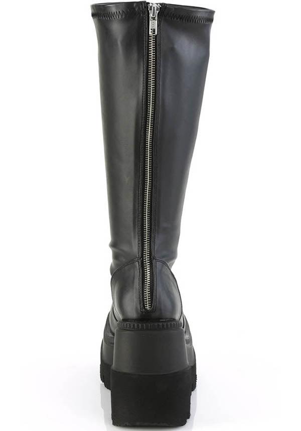 SHAKER-65WC [Black] | WIDE CALF PLATFORM BOOTS [PREORDER] - Beserk - all, black, boots, boots [preorder], clickfrenzy15-2023, demonia, demonia shoes, discountapp, fp, goth, gothic, labelpreorder, labelvegan, mid calf boots, platforms, platforms [preorder], ppo, preorder, shoes, vegan, wide calf