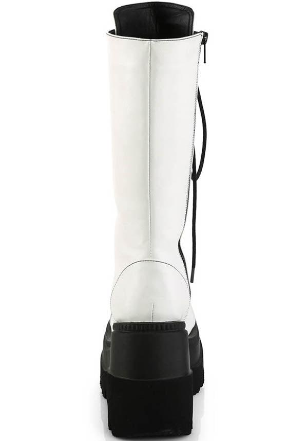 SHAKER-72 [White] | PLATFORM BOOTS [PREORDER] - Beserk - all, boots, boots [preorder], clickfrenzy15-2023, demonia, demonia shoes, discountapp, fp, knee high, knee high boots, labelpreorder, labelvegan, pastel goth, platform, platform boots, platforms, platforms [preorder], ppo, preorder, shoes, vegan, white