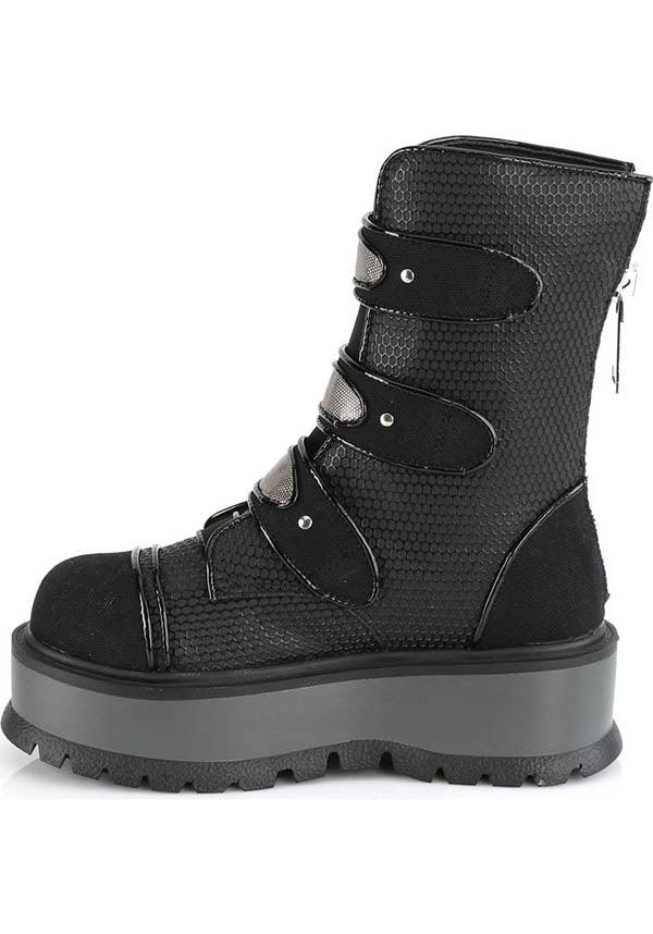 SLACKER-101 [Black] | BOOTS [PREORDER] - Beserk - all, ankle boots, black, boot, boots, boots [preorder], clickfrenzy15-2023, demonia, demonia shoes, discountapp, fp, goth, gothic, labelpreorder, labelvegan, platform, platforms, platforms [preorder], pleaserimageupdated, ppo, preorder, shoe, shoes, techwear, vegan