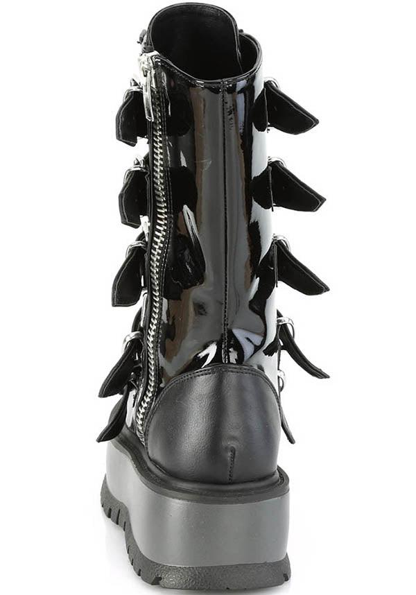 SLACKER-160 | Black Pat-Vegan Leather [PREORDER] - Beserk - all, black, boot, boots, boots [preorder], clickfrenzy15-2023, dec20, demonia, demonia shoes, discountapp, fp, goth, gothic, grunge, labelpreorder, labelvegan, platform, platforms, platforms [preorder], pleaserimageupdated, ppo, preorder, punk, shoes, techwear, vegan