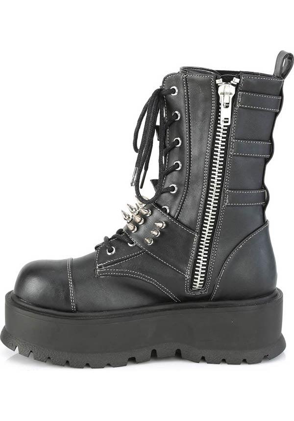 SLACKER-165 [Black] | PLATFORM BOOTS [PREORDER] - Beserk - all, black, boot, boots, boots [preorder], clickfrenzy15-2023, discountapp, fp, goth, gothic, grunge, labelpreorder, labelvegan, platform, platforms, platforms [preorder], pleaserimageupdated, ppo, preorder, punk, shoes, techwear, vegan