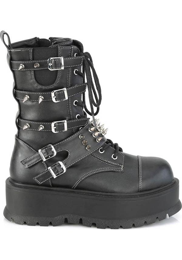 SLACKER-165 [Black] | PLATFORM BOOTS [PREORDER] - Beserk - all, black, boot, boots, boots [preorder], clickfrenzy15-2023, discountapp, fp, goth, gothic, grunge, labelpreorder, labelvegan, platform, platforms, platforms [preorder], pleaserimageupdated, ppo, preorder, punk, shoes, techwear, vegan