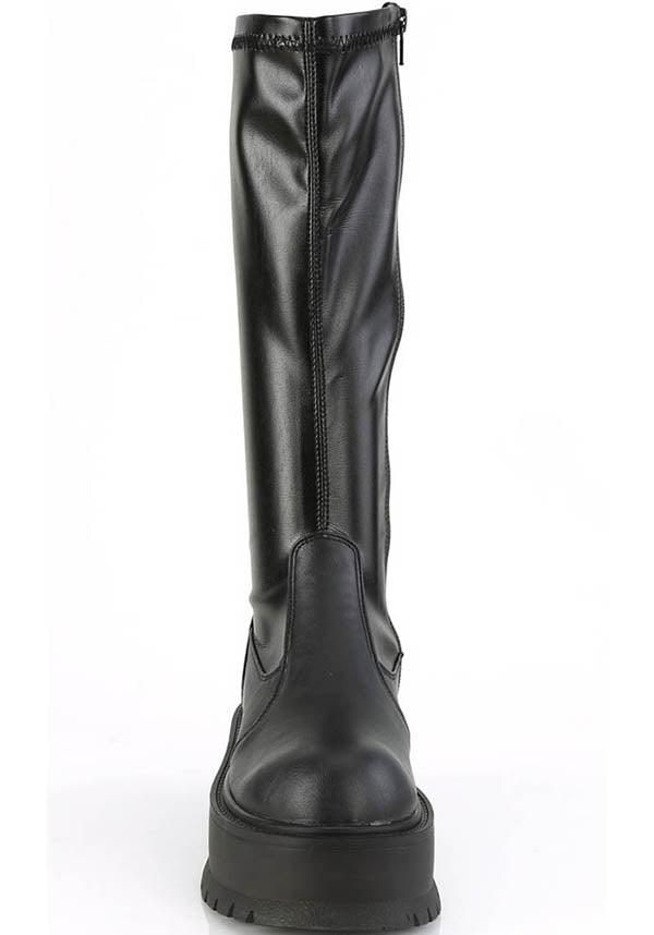 SLACKER-200 [Black] | PLATFORM BOOTS [PREORDER] - Beserk - all, black, boots, boots [preorder], clickfrenzy15-2023, demonia, demonia shoes, discountapp, fp, knee high, labelpreorder, labelvegan, ladies, platforms, platforms [preorder], pleaserimageupdated, ppo, preorder, sep19, shoes, techwear, vegan