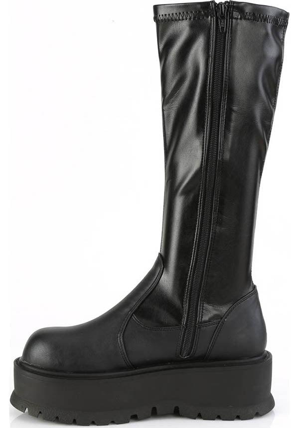 SLACKER-200 [Black] | PLATFORM BOOTS [PREORDER] - Beserk - all, black, boots, boots [preorder], clickfrenzy15-2023, demonia, demonia shoes, discountapp, fp, knee high, labelpreorder, labelvegan, ladies, platforms, platforms [preorder], pleaserimageupdated, ppo, preorder, sep19, shoes, techwear, vegan