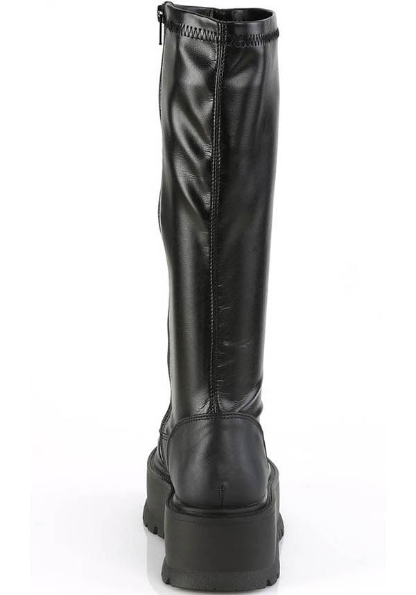 SLACKER-200 [Black] | PLATFORM BOOTS [PREORDER] - Beserk - all, black, boots, boots [preorder], clickfrenzy15-2023, demonia, demonia shoes, discountapp, fp, knee high, labelpreorder, labelvegan, ladies, platforms, platforms [preorder], pleaserimageupdated, ppo, preorder, sep19, shoes, techwear, vegan