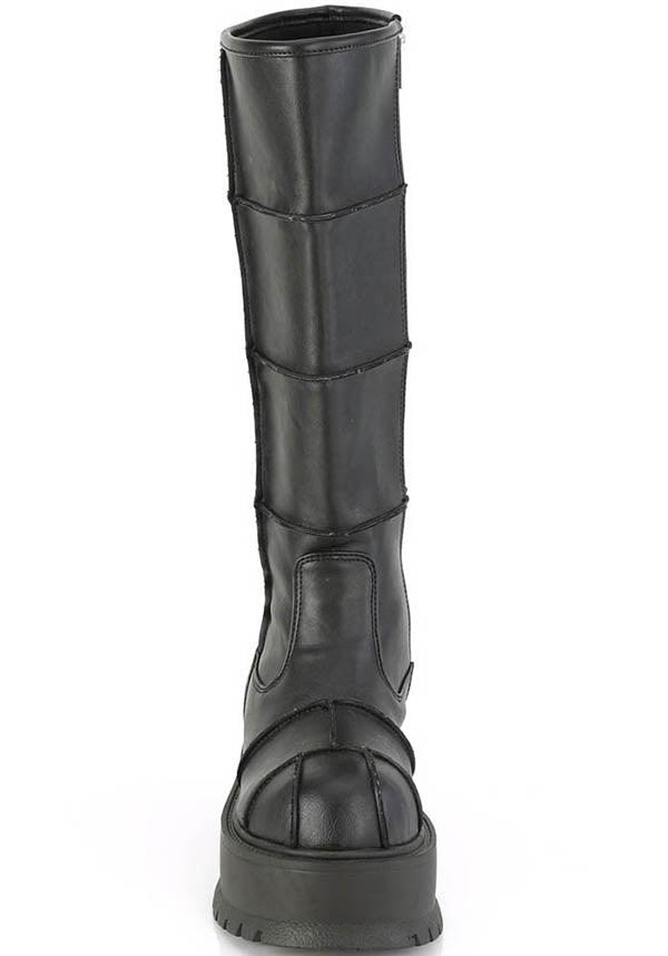 SLACKER-230 [Black] | BOOTS [PREORDER] - Beserk - all, black, boot, boots, boots [preorder], clickfrenzy15-2023, demonia, demonia shoes, discountapp, fp, goth, gothic, knee high, knee high boots, knee length, labelpreorder, labelvegan, ppo, preorder, shoe, shoes, techwear, vegan