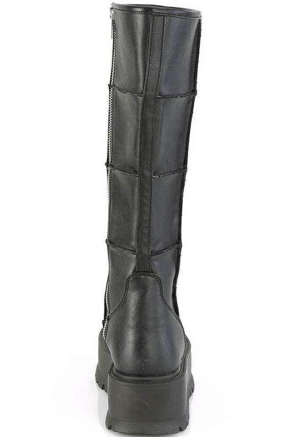 SLACKER-230 [Black] | BOOTS [PREORDER] - Beserk - all, black, boot, boots, boots [preorder], clickfrenzy15-2023, demonia, demonia shoes, discountapp, fp, goth, gothic, knee high, knee high boots, knee length, labelpreorder, labelvegan, ppo, preorder, shoe, shoes, techwear, vegan