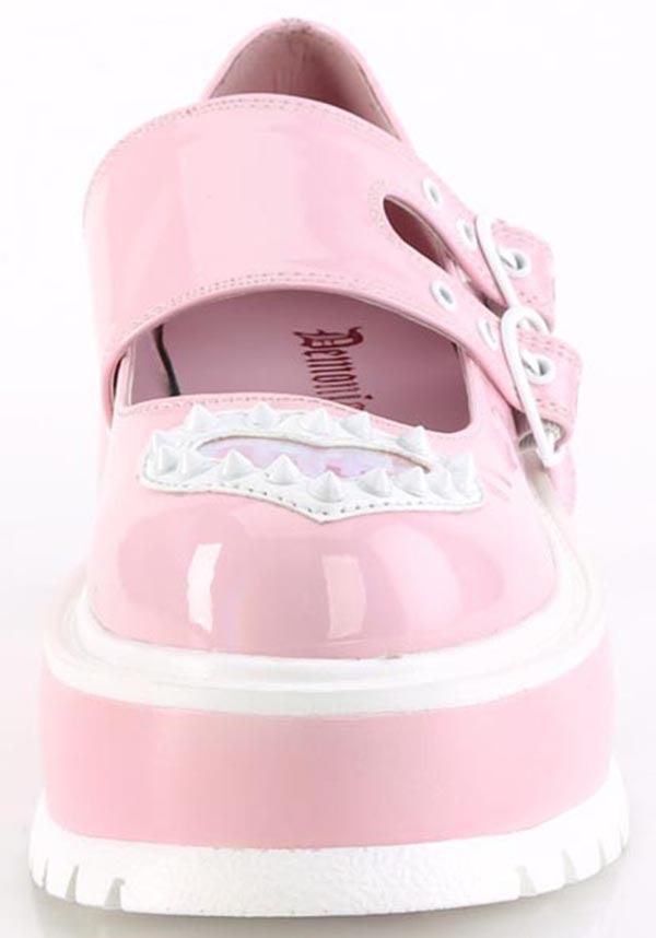 SLACKER-25 [Baby Pink Patent] | FLATS [PREORDER] - Beserk - all, clickfrenzy15-2023, demonia, demonia shoes, discountapp, flats, flats [preorder], fp, heart, holo, holographic, kawaii, labelpreorder, labelvegan, light pink, pastel pink, pink, platforms [preorder], ppo, preorder, shoes, vegan