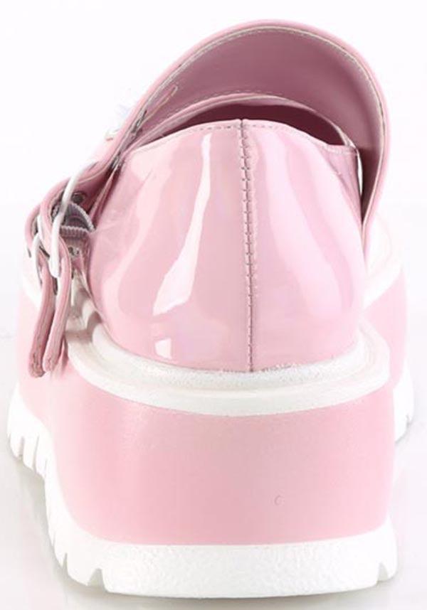 SLACKER-25 [Baby Pink Patent] | FLATS [PREORDER] - Beserk - all, clickfrenzy15-2023, demonia, demonia shoes, discountapp, flats, flats [preorder], fp, heart, holo, holographic, kawaii, labelpreorder, labelvegan, light pink, pastel pink, pink, platforms [preorder], ppo, preorder, shoes, vegan