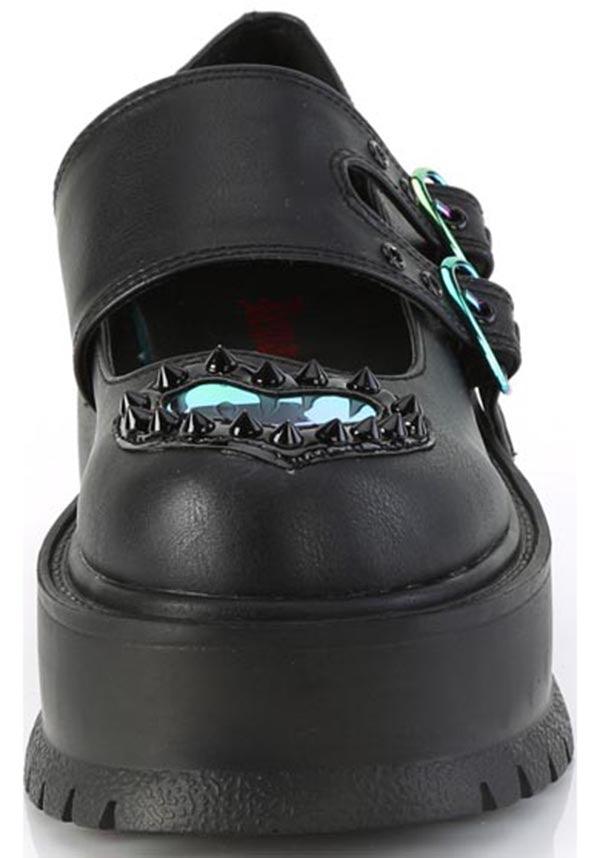 SLACKER-25 [Black] | FLATS [PREORDER] - Beserk - all, black, clickfrenzy15-2023, demonia, demonia shoes, discountapp, flats, flats [preorder], fp, heart, kawaii, labelpreorder, labelvegan, love heart, platforms [preorder], ppo, preorder, shoes, vegan