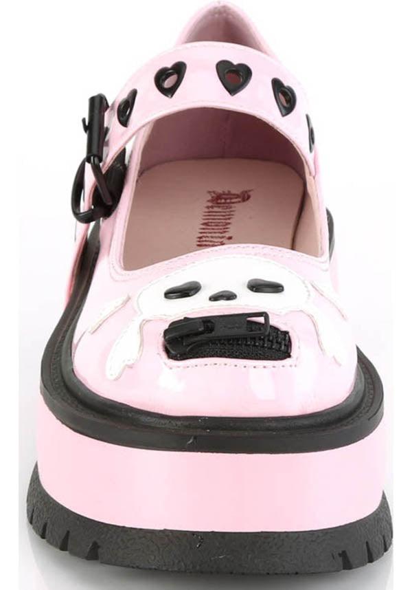SLACKER-27 [Baby Pink] | FLATS [PREORDER] - Beserk - all, all ladies, clickfrenzy15-2023, demonia, demonia shoes, discountapp, fp, holo, holographic, labelpreorder, labelvegan, ladies, pastel goth, pink, platforms, platforms [preorder], ppo, preorder, shoes, skull, skull and bones, vegan