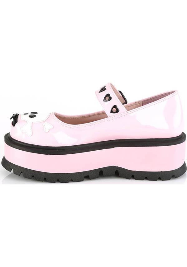 SLACKER-27 [Baby Pink] | FLATS [PREORDER] - Beserk - all, all ladies, clickfrenzy15-2023, demonia, demonia shoes, discountapp, fp, holo, holographic, labelpreorder, labelvegan, ladies, pastel goth, pink, platforms, platforms [preorder], ppo, preorder, shoes, skull, skull and bones, vegan