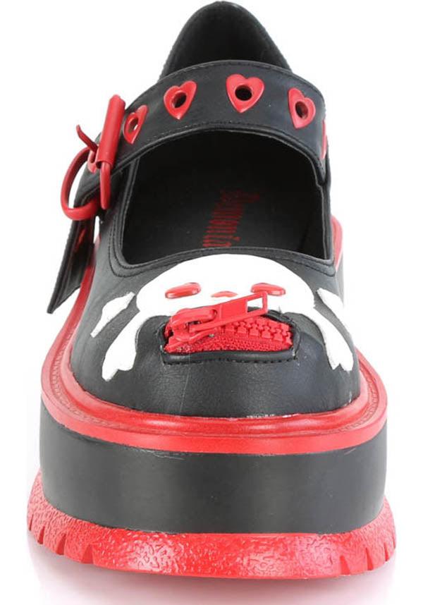 SLACKER-27 [Black] | FLATS [PREORDER] - Beserk - all, all ladies, black, clickfrenzy15-2023, demonia, demonia shoes, discountapp, fp, goth, gothic, labelpreorder, labelvegan, ladies, platforms, platforms [preorder], ppo, preorder, red, shoes, skull, skull and bones, vegan
