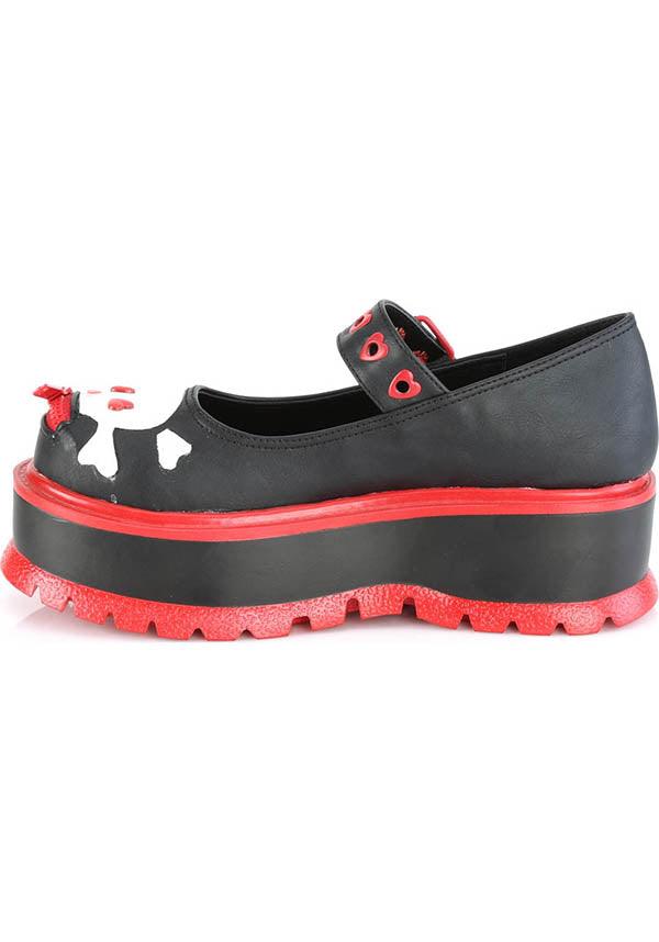 SLACKER-27 [Black] | FLATS [PREORDER] - Beserk - all, all ladies, black, clickfrenzy15-2023, demonia, demonia shoes, discountapp, fp, goth, gothic, labelpreorder, labelvegan, ladies, platforms, platforms [preorder], ppo, preorder, red, shoes, skull, skull and bones, vegan