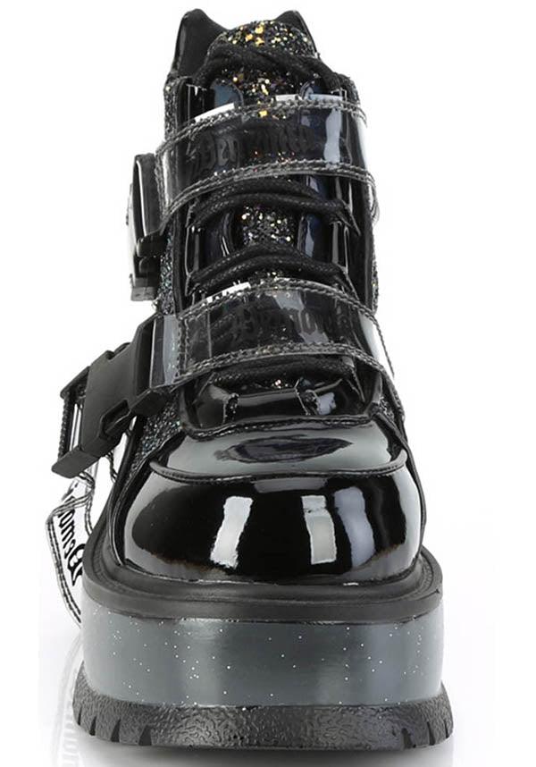 SLACKER-50 [Black Patent] | PLATFORM BOOTS [PREORDER] - Beserk - all, ankle boots, black, boots, boots [preorder], clickfrenzy15-2023, demonia, demonia shoes, discountapp, fp, glitter, labelpreorder, labelvegan, platform boots, platforms, platforms [preorder], ppo, preorder, shoes, vegan