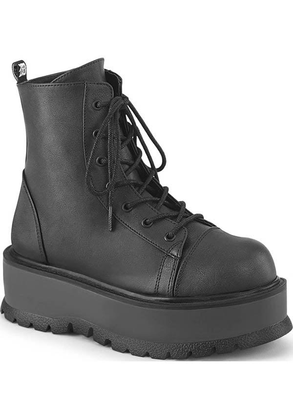 SLACKER-55 [Black] | PLATFORM BOOTS [PREORDER] - Beserk - all, ankle boots, black, boots, boots [preorder], clickfrenzy15-2023, demonia, demonia shoes, discountapp, fp, labelpreorder, labelvegan, platform boots, platforms, platforms [preorder], ppo, preorder, shoes, vegan