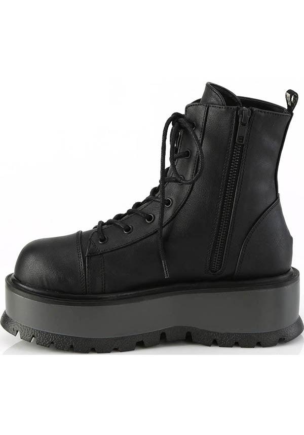 SLACKER-55 [Black] | PLATFORM BOOTS [PREORDER] - Beserk - all, ankle boots, black, boots, boots [preorder], clickfrenzy15-2023, demonia, demonia shoes, discountapp, fp, labelpreorder, labelvegan, platform boots, platforms, platforms [preorder], ppo, preorder, shoes, vegan