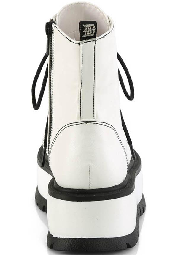 SLACKER-55 [White] | PLATFORM BOOTS [PREORDER] - Beserk - all, ankle boots, boots, boots [preorder], clickfrenzy15-2023, demonia, demonia shoes, discountapp, fp, labelpreorder, labelvegan, platform boots, platforms, platforms [preorder], ppo, preorder, shoes, vegan, white