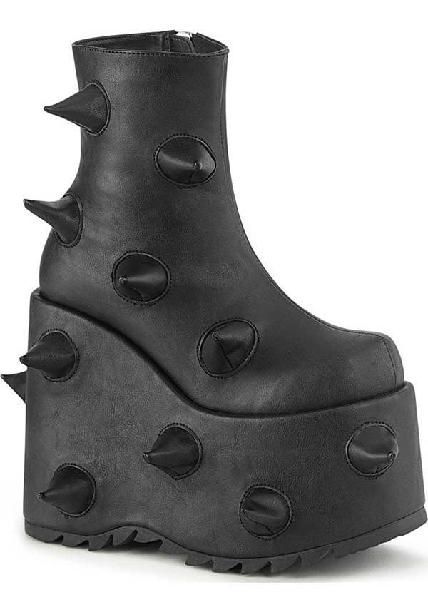 SLAY-77 [Black] | PLATFORM BOOTS [PREORDER] - Beserk - all, all ladies, black, boots, boots [preorder], clickfrenzy15-2023, demonia, demonia shoes, discountapp, fp, goth, gothic, labelpreorder, labelvegan, ladies, platforms, platforms [preorder], ppo, preorder, punk, shoes, spike, spiked, spikes, spikey, vegan