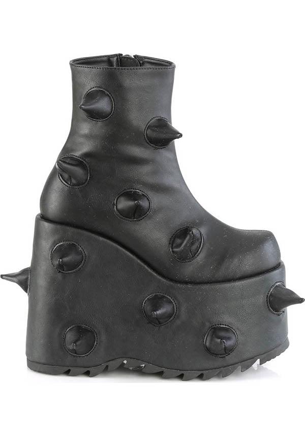 SLAY-77 [Black] | PLATFORM BOOTS [PREORDER] - Beserk - all, all ladies, black, boots, boots [preorder], clickfrenzy15-2023, demonia, demonia shoes, discountapp, fp, goth, gothic, labelpreorder, labelvegan, ladies, platforms, platforms [preorder], ppo, preorder, punk, shoes, spike, spiked, spikes, spikey, vegan