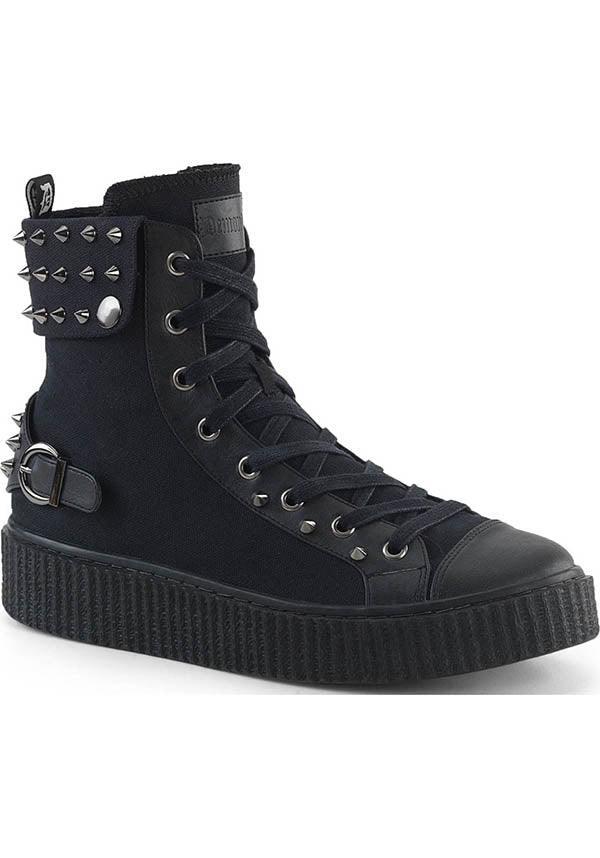 SNEEKER-266 [Black] | SNEAKERS [PREORDER] - Beserk - all, black, clickfrenzy15-2023, demonia, demonia shoes, discountapp, flats, flats [preorder], fp, labelpreorder, labelvegan, mar19, pleaserimageupdated, ppo, preorder, shoes, sneakers, studs, vegan