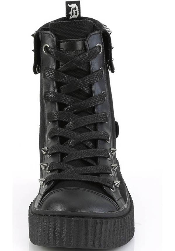 Demonia Shoes - SNEAKER-266 Black Canvas-Vegan Leather - Buy Online ...