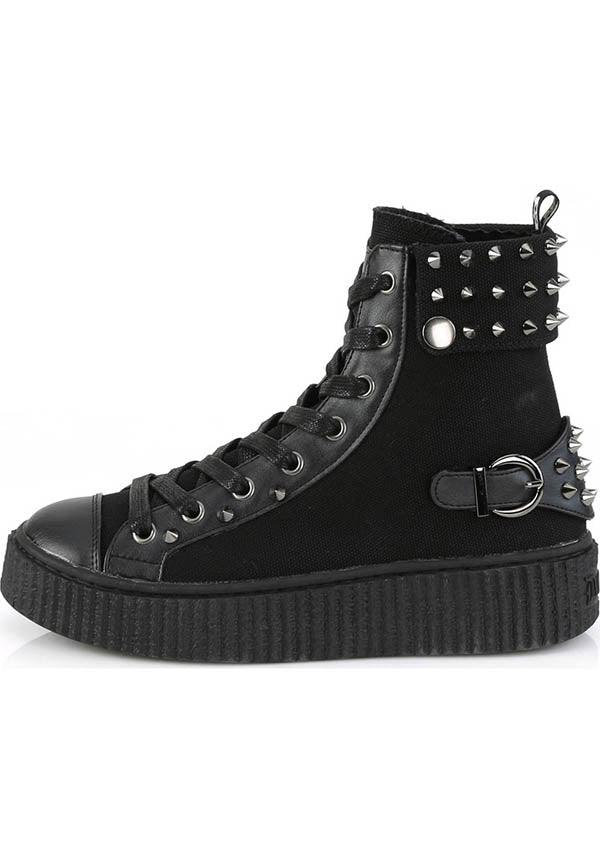 SNEEKER-266 [Black] | SNEAKERS [PREORDER] - Beserk - all, black, clickfrenzy15-2023, demonia, demonia shoes, discountapp, flats, flats [preorder], fp, labelpreorder, labelvegan, mar19, pleaserimageupdated, ppo, preorder, shoes, sneakers, studs, vegan