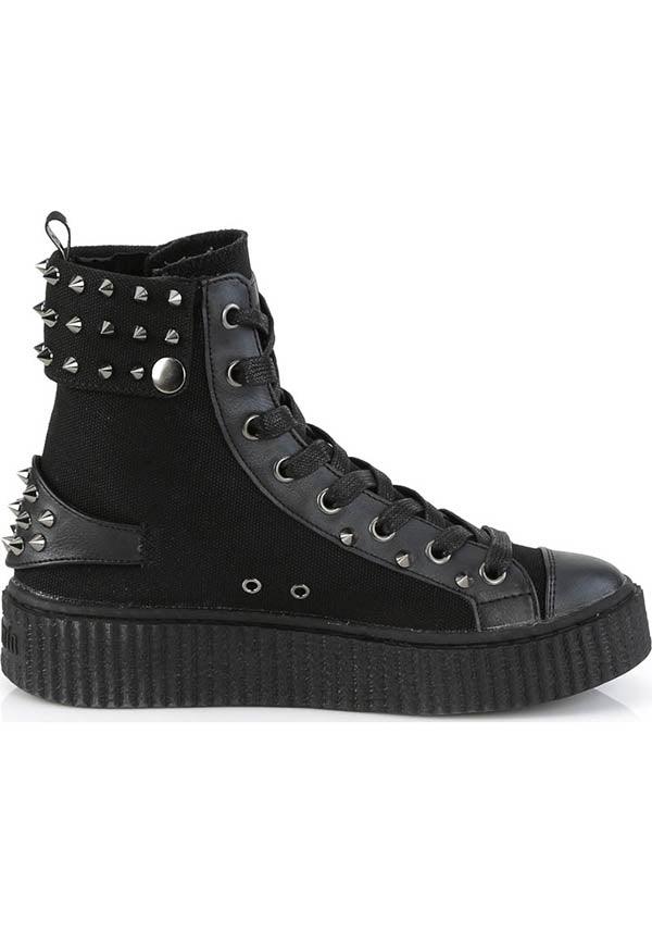 SNEEKER-266 [Black] | SNEAKERS [PREORDER] - Beserk - all, black, clickfrenzy15-2023, demonia, demonia shoes, discountapp, flats, flats [preorder], fp, labelpreorder, labelvegan, mar19, pleaserimageupdated, ppo, preorder, shoes, sneakers, studs, vegan