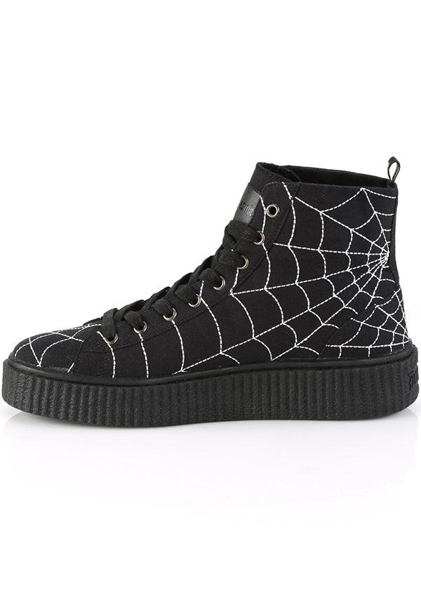 SNEEKER-250 [Black Canvas] | SNEAKERS [PREORDER] - Beserk - all, black, boots [preorder], clickfrenzy15-2023, discountapp, flats, flats [preorder], fp, goth, gothic, labelpreorder, ppo, preorder, sep18, shoes, sneakers, spider web, spiderweb, web, webs