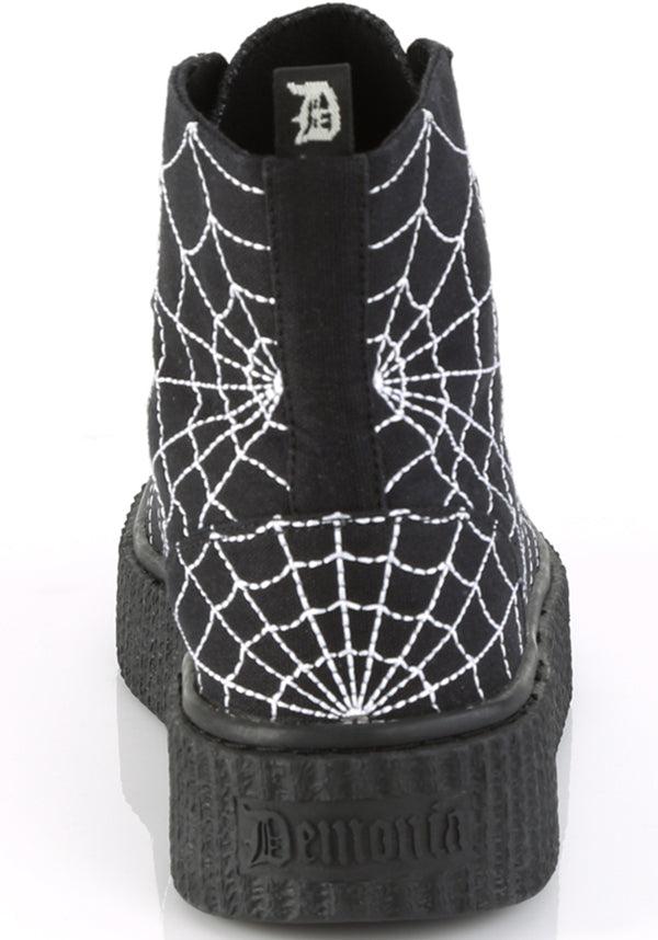 SNEEKER-250 [Black Canvas] | SNEAKERS [PREORDER] - Beserk - all, black, boots [preorder], clickfrenzy15-2023, discountapp, flats, flats [preorder], fp, goth, gothic, labelpreorder, ppo, preorder, sep18, shoes, sneakers, spider web, spiderweb, web, webs