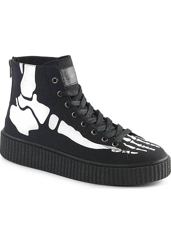 SNEEKER-252 [Black Canvas] | SNEAKERS [PREORDER] - Beserk - 01062020, all, black, boots, boots [preorder], clickfrenzy15-2023, demonia, demonia shoes, discountapp, flats, flats [preorder], fp, halloween, high top, labelpreorder, labelvegan, pleaserimageupdated, ppo, preorder, sep18, shoes, skeleton, sneakers, vegan