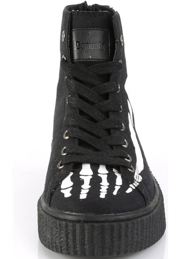 SNEEKER-252 [Black Canvas] | SNEAKERS [PREORDER] - Beserk - 01062020, all, black, boots, boots [preorder], clickfrenzy15-2023, demonia, demonia shoes, discountapp, flats, flats [preorder], fp, halloween, high top, labelpreorder, labelvegan, pleaserimageupdated, ppo, preorder, sep18, shoes, skeleton, sneakers, vegan
