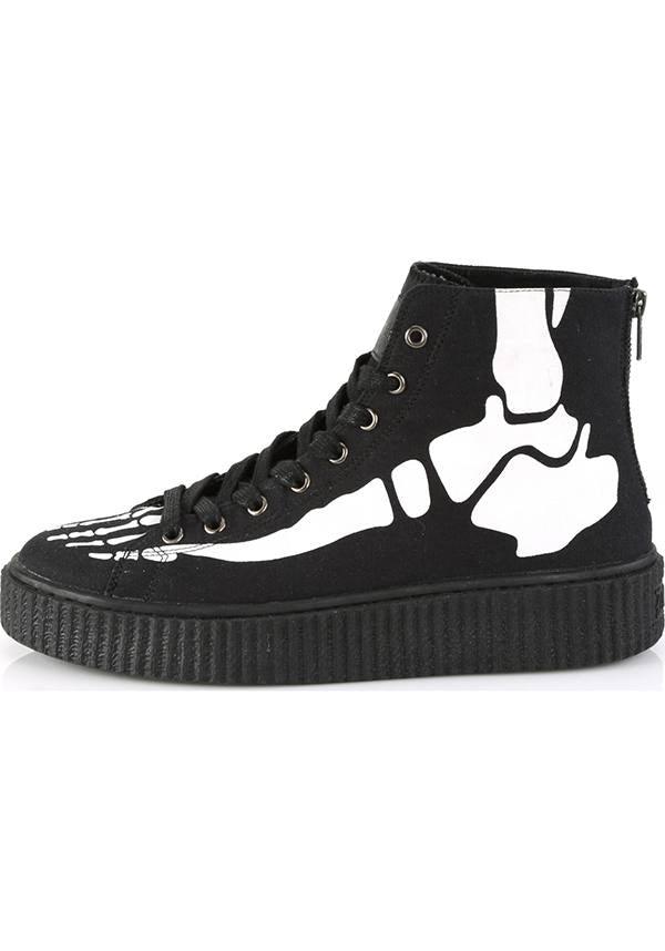 SNEEKER-252 [Black Canvas] | SNEAKERS [PREORDER] - Beserk - 01062020, all, black, boots, boots [preorder], clickfrenzy15-2023, demonia, demonia shoes, discountapp, flats, flats [preorder], fp, halloween, high top, labelpreorder, labelvegan, pleaserimageupdated, ppo, preorder, sep18, shoes, skeleton, sneakers, vegan