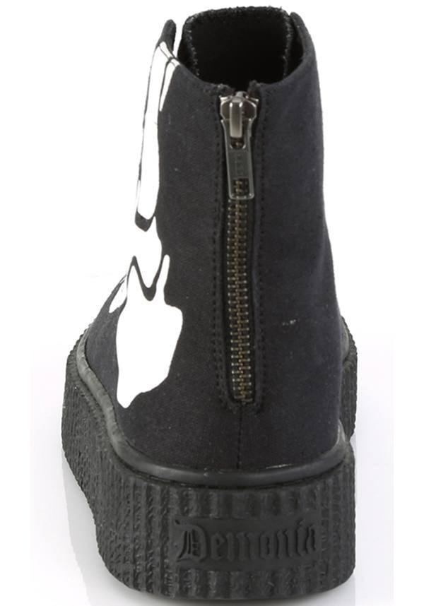 SNEEKER-252 [Black Canvas] | SNEAKERS [PREORDER] - Beserk - 01062020, all, black, boots, boots [preorder], clickfrenzy15-2023, demonia, demonia shoes, discountapp, flats, flats [preorder], fp, halloween, high top, labelpreorder, labelvegan, pleaserimageupdated, ppo, preorder, sep18, shoes, skeleton, sneakers, vegan