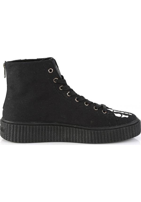 SNEEKER-252 [Black Canvas] | SNEAKERS [PREORDER] - Beserk - 01062020, all, black, boots, boots [preorder], clickfrenzy15-2023, demonia, demonia shoes, discountapp, flats, flats [preorder], fp, halloween, high top, labelpreorder, labelvegan, pleaserimageupdated, ppo, preorder, sep18, shoes, skeleton, sneakers, vegan