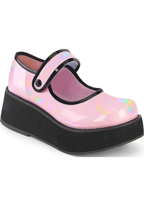 SPRITE-01 [B. Pink Holo Patent] | PLATFORMS [PREORDER] - Beserk - all, baby pink, clickfrenzy15-2023, colour:pink, demonia, demonia shoes, discountapp, fp, holo, holographic, labelpreorder, labelvegan, light pink, pastel goth, pastel pink, pink, platforms, platforms [preorder], ppo, preorder, shoes, vegan