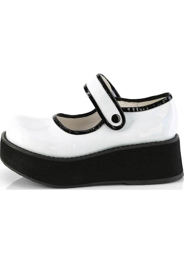 SPRITE-01 [White Holo Patent] | PLATFORMS [PREORDER] - Beserk - all, black and white, clickfrenzy15-2023, demonia, demonia shoes, discountapp, fp, labelpreorder, labelvegan, platform, platforms, platforms [preorder], ppo, preorder, shoes, vegan, white