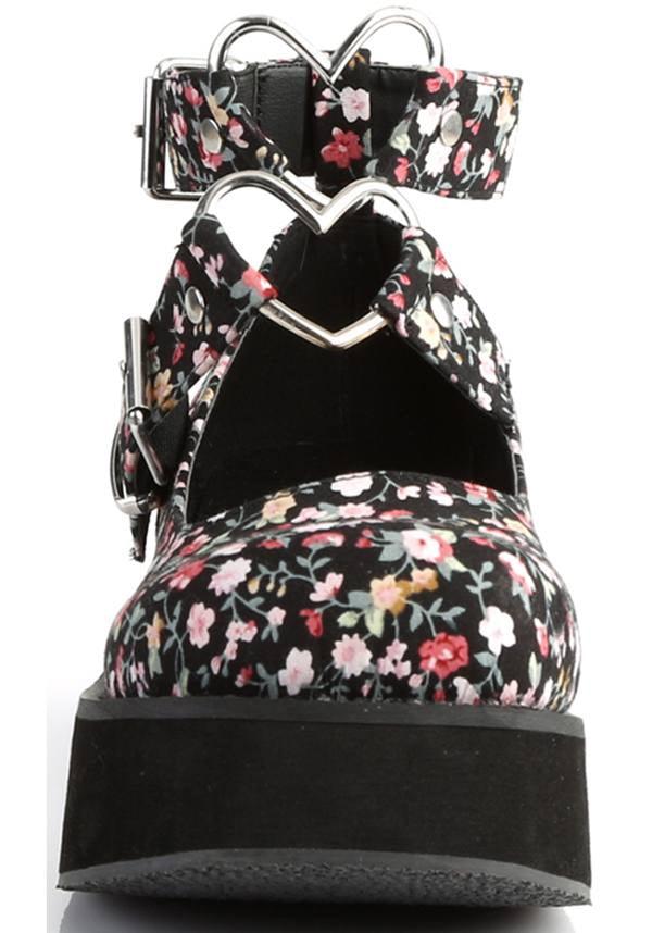 SPRITE-02 [Floral] | PLATFORMS [PREORDER] - Beserk - all, black, clickfrenzy15-2023, demonia, demonia shoes, discountapp, floral, flower, flowers, fp, labelpreorder, labelvegan, mary janes, platforms, platforms [preorder], pleaserimageupdated, ppo, preorder, shoes, vegan