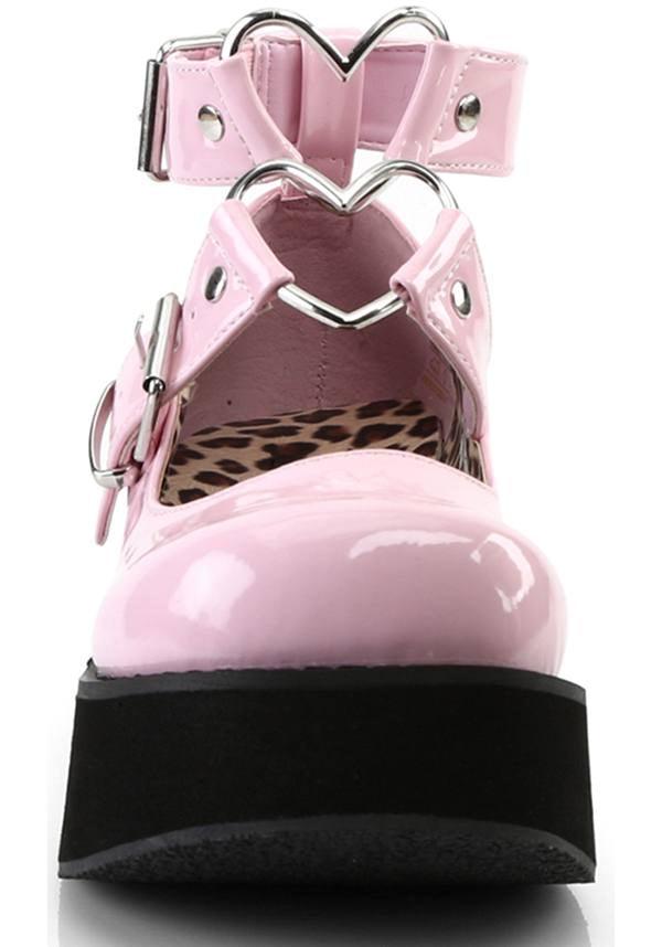 SPRITE-02 [Pink Patent] | PLATFORMS [PREORDER] - Beserk - all, baby pink, clickfrenzy15-2023, colour:pink, demonia, demonia shoes, discountapp, fp, heart, kawaii, labelpreorder, labelvegan, light pink, lolita, mary jane, mary janes, pastel, pastel goth, pastel pink, pink, platform, platforms, platforms [preorder], ppo, preorder, shoes, valentines, vegan