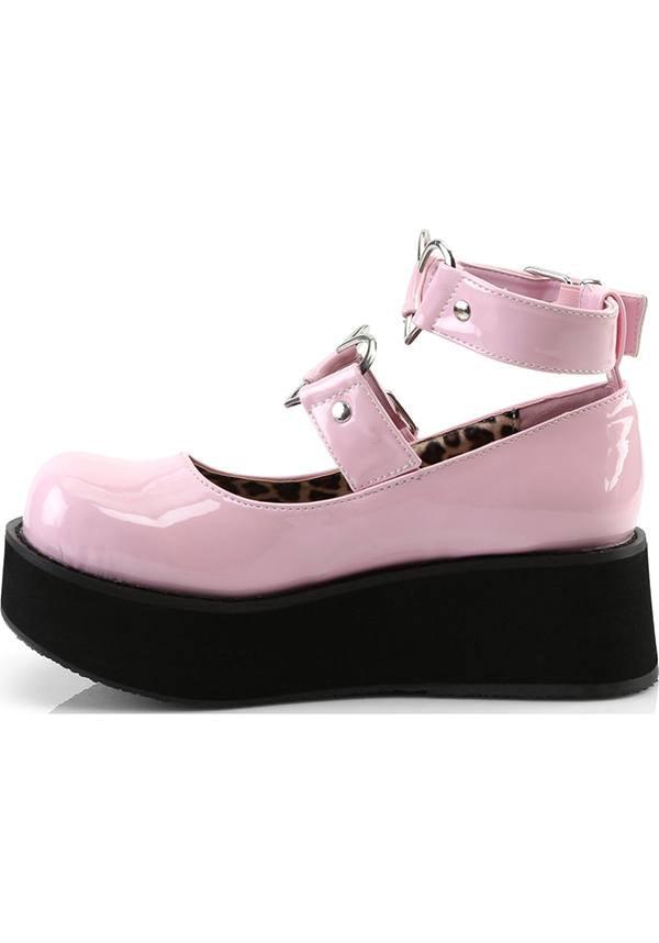 SPRITE-02 [Pink Patent] | PLATFORMS [PREORDER] - Beserk - all, baby pink, clickfrenzy15-2023, colour:pink, demonia, demonia shoes, discountapp, fp, heart, kawaii, labelpreorder, labelvegan, light pink, lolita, mary jane, mary janes, pastel, pastel goth, pastel pink, pink, platform, platforms, platforms [preorder], ppo, preorder, shoes, valentines, vegan