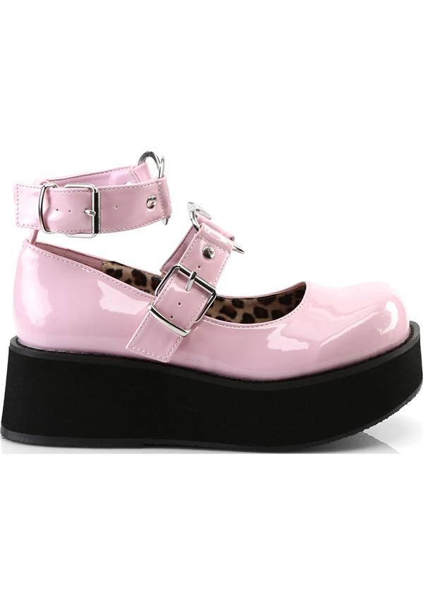 SPRITE-02 [Pink Patent] | PLATFORMS [PREORDER] - Beserk - all, baby pink, clickfrenzy15-2023, colour:pink, demonia, demonia shoes, discountapp, fp, heart, kawaii, labelpreorder, labelvegan, light pink, lolita, mary jane, mary janes, pastel, pastel goth, pastel pink, pink, platform, platforms, platforms [preorder], ppo, preorder, shoes, valentines, vegan