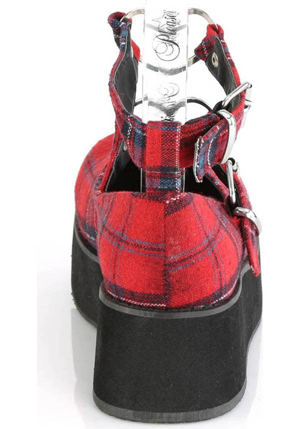 SPRITE-02 [Red Plaid] FLATS [PREORDER] - Beserk - all, buckle, buckle up, buckles, clickfrenzy15-2023, discountapp, flats, flats [preorder], fp, heart, hearts, labelpreorder, labelvegan, plaid, platform, platforms, platforms [preorder], ppo, preorder, red, shoes, vegan