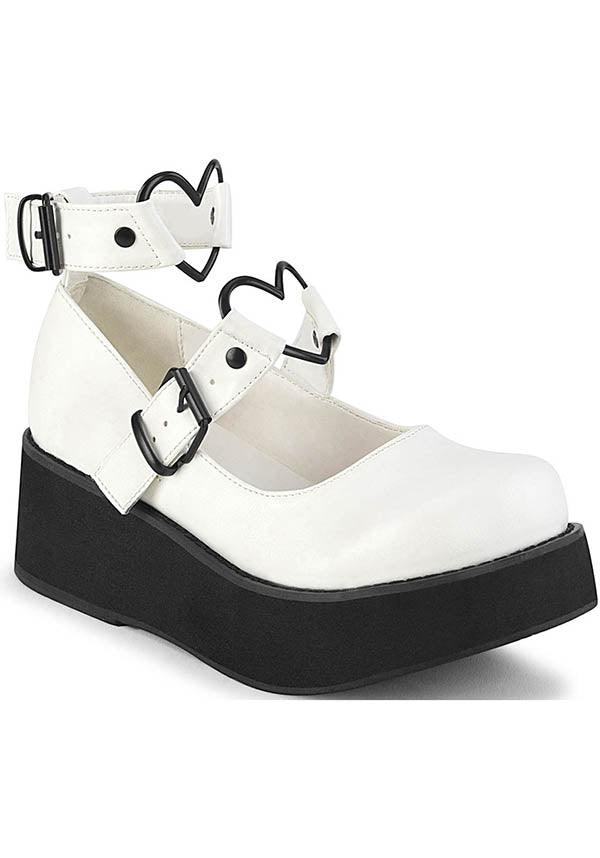 SPRITE-02 [White] | PLATFORMS [PREORDER] - Beserk - all, clickfrenzy15-2023, cosplay, demonia, demonia shoes, discountapp, fp, harajuku, heart, kawaii, labelpreorder, labelvegan, lolita, mary jane, mary janes, platform, platforms, platforms [preorder], ppo, preorder, shoes, valentines, vegan, white