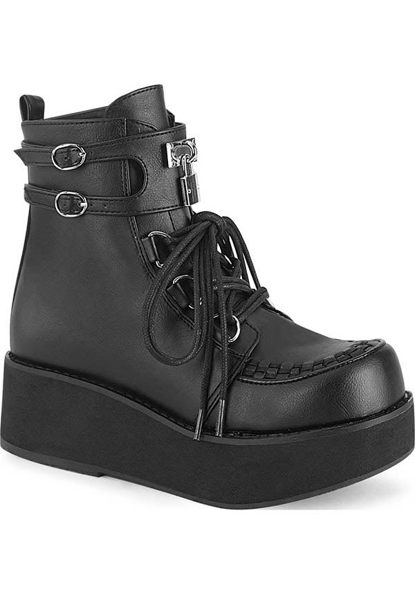 SPRITE-70 [Black] | PLATFORM BOOTS [PREORDER] - Beserk - all, aug19, black, boots, boots [preorder], clickfrenzy15-2023, demonia, demonia shoes, discountapp, fp, labelpreorder, labelvegan, ladies, platforms, platforms [preorder], pleaserimageupdated, ppo, preorder, shoes, vegan