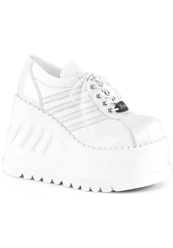 STOMP-08 [White] | PLATFORMS [PREORDER] - Beserk - all, boots, boots [preorder], clickfrenzy15-2023, demonia, demonia shoes, discountapp, fp, labelpreorder, labelvegan, ladies, nov18, platforms, platforms [preorder], ppo, preorder, shoes, vegan, white