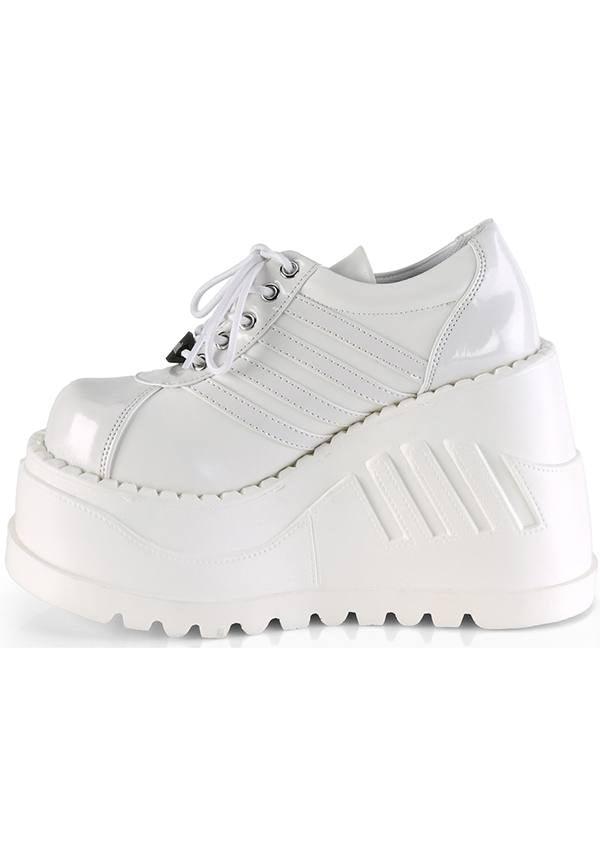 STOMP-08 [White] | PLATFORMS [PREORDER] - Beserk - all, boots, boots [preorder], clickfrenzy15-2023, demonia, demonia shoes, discountapp, fp, labelpreorder, labelvegan, ladies, nov18, platforms, platforms [preorder], ppo, preorder, shoes, vegan, white